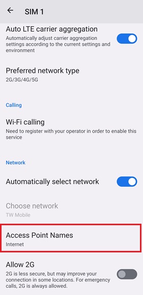 تنظیمات گوشی ایسوس Access point